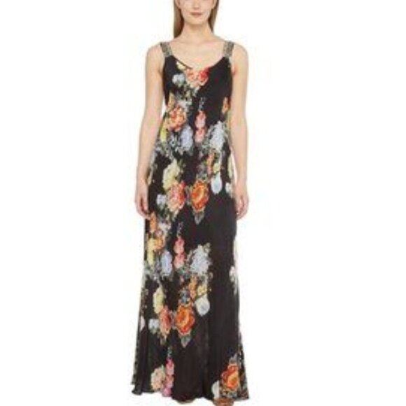 JOHNNY WAS MIXED PRINT BLACK SILK TANK DRESS SIZE SMALL EUC - Picture 1 of 14